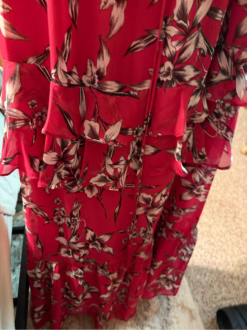 Taylor Dress Sleeveless Fuchsia Floral V-Neck Tiered Maxi Dress. NWT - Picture 4 of 12